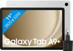 Coolblue Samsung Galaxy Tab A9 Plus 11 inch 128GB Wifi Zilver + BlueBuilt Oplader aanbieding
