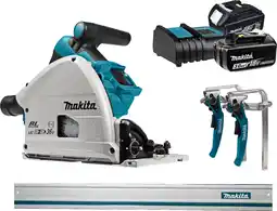 Coolblue Makita DSP600ZJ + 3,0 Ah accu (2x) en lader + geleiderail aanbieding