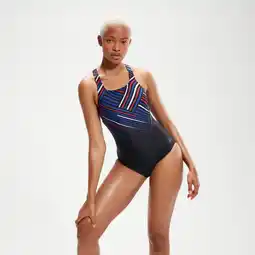 Decathlon Speedo Womens Digital Printed Medalist Black/Fed Red/Chroma Blue/White aanbieding