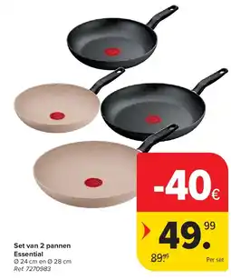 Carrefour Set van 2 pannen Essential aanbieding
