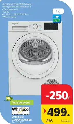 Carrefour Droogkast CWD94MWWSBE aanbieding