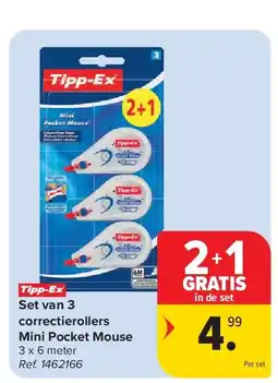 Carrefour Set van 3 correctierollers Mini Pocket Mouse aanbieding