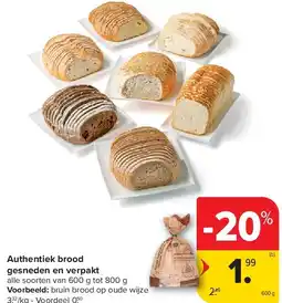 Carrefour Authentiek brood gesneden en verpakt aanbieding