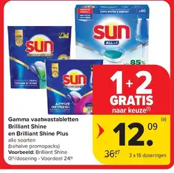 Carrefour Gamma vaatwastabletten Brilliant Shine en Brilliant Shine Plus aanbieding