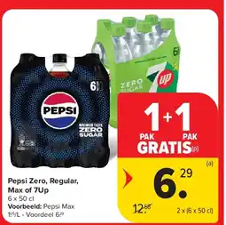 Carrefour Pepsi Zero, Regular, Max of 7Up aanbieding