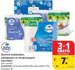 Carrefour Gamma zakdoeken, toiletpapier en keukenpapier Carrefour aanbieding