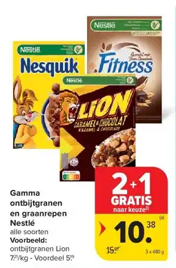 Carrefour Gamma ontbijtgranen en graanrepen Nestlé aanbieding