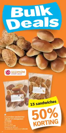 Albert Heijn La Lorraine sandwiches naturel of meergranen 15 stuks aanbieding