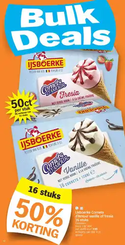 Albert Heijn IJsboerke Cornets d'Amour vanille of fresia 16 stuks aanbieding