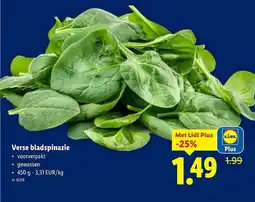 Lidl Verse bladspinazie aanbieding