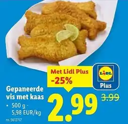 Lidl Gepaneerde vis met kaas aanbieding