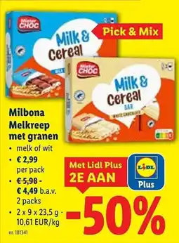 Lidl Milbona Melkreep met granen aanbieding