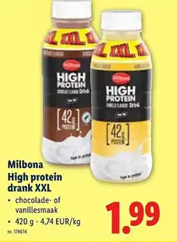 Lidl Milbona High protein drank XXL aanbieding