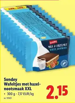 Lidl Sondey Wafeltjes met hazel- nootsmaak XXL aanbieding