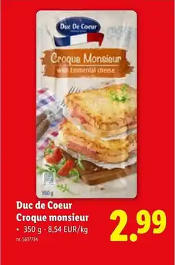 Lidl Duc de Coeur Croque monsieur aanbieding