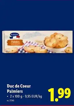 Lidl Duc de Coeur Palmiers aanbieding