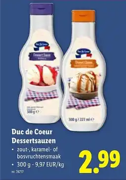 Lidl Duc de Coeur Dessertsauzen aanbieding