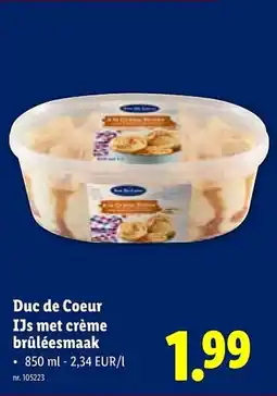 Lidl Duc de coeur ijs met crème brûléesmaak aanbieding