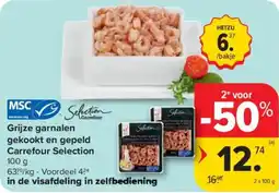 Carrefour Market Grijze garnalen gekookt en gepeld carrefour selection aanbieding