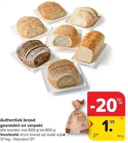 Carrefour Market Authentiek brood gesneden en verpakt aanbieding