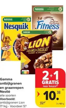Carrefour Market Gamma ontbijtgranen en graanrepen Nestlé aanbieding