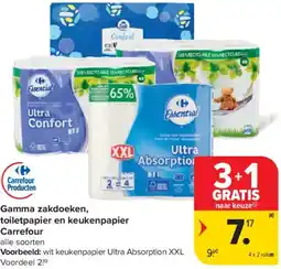 Carrefour Market Gamma zakdoeken, toiletpapier en keukenpapier Carrefour aanbieding
