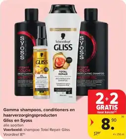 Carrefour Market Gamma shampoos, conditioners en haarverzorgingsproducten Gliss en Syoss aanbieding