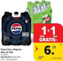 Carrefour Market Pepsi Zero, Regular, Max of 7Up aanbieding