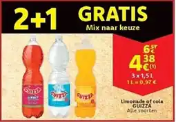 Cora Limonade of cola GUIZZA aanbieding