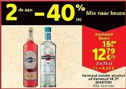 Cora Vermout zonder alcohol of Vermout 14.5° MARTINI aanbieding
