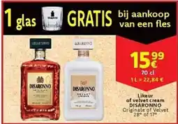Cora Likeur of velvet cream DISARONNO Originale of Velvet 28° of 17° aanbieding