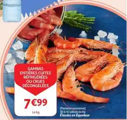 Auchan Gambas entières cuites réfrigérées ou crues décongelées aanbieding