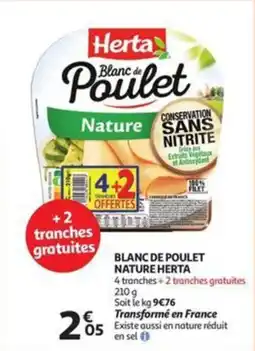 Auchan Blanc de poulet nature herta aanbieding