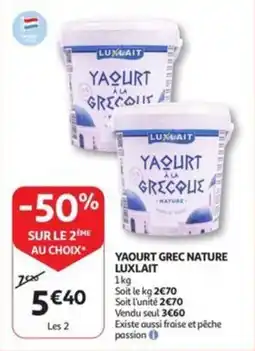 Auchan Yaourt grec nature luxlait aanbieding