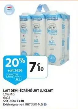 Auchan Lait demi-écrémé uht luxlait aanbieding