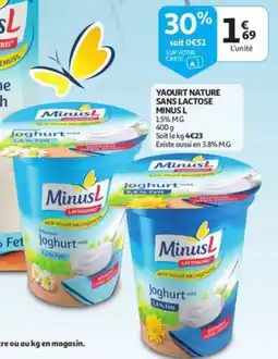 Auchan Yaourt nature sans lactose minus L aanbieding