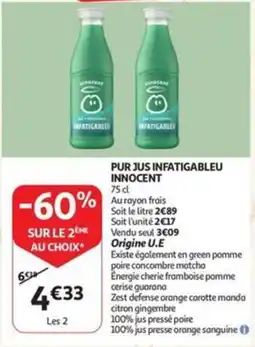 Auchan Pur jus infatigableu innocent Origine U.E aanbieding