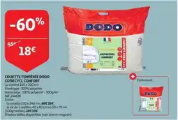 Auchan Couette tempérée dodo co'recycl confort aanbieding