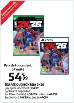 Auchan Jeu PS5 ou xbox nba 2K26 aanbieding
