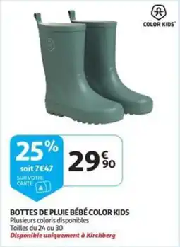 Auchan Bottes de pluie bébé color kids aanbieding