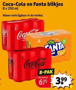 Kruidvat Coca-Cola en Fanta blikjes aanbieding