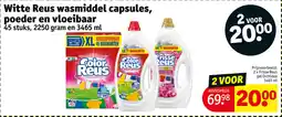 Kruidvat Witte Reus wasmiddel capsules, poeder en vloeibaar aanbieding