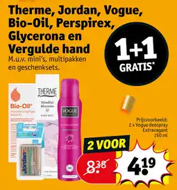 Kruidvat Therme, Jordan, Vogue, Bio-Oil, Perspirex, Glycerona en Vergulde hand aanbieding