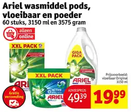 Kruidvat Ariel wasmiddel pods, vloeibaar en poeder aanbieding