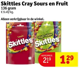 Kruidvat Skittles Cray Sours en Fruit aanbieding