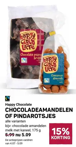 Ekoplaza Happy Chocolate Chocoladeamandelen of pindarotsjes aanbieding