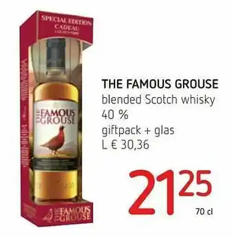 Spar Colruyt The famous grouse blended scotch whisky 40 % giftpack + glas aanbieding