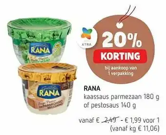 Spar Colruyt Rana kaassaus parmezaan of pestosaus aanbieding