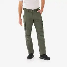 Decathlon Cargobroek voor backpacken heren TRAVEL 100 kaki aanbieding