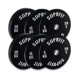 Decathlon Suprfit Econ Bumper Plates White Logo Set, 70 kg, Zonder halterstang aanbieding